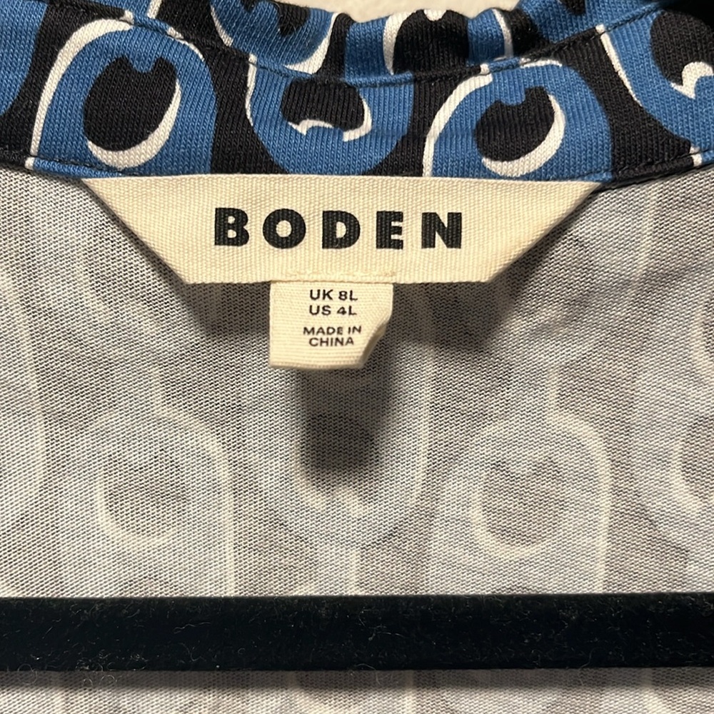 BODEN Laura Jersey Midi Shirt Dress, Blue, Geo Chain, Size 4L - Picture 6 of 12
